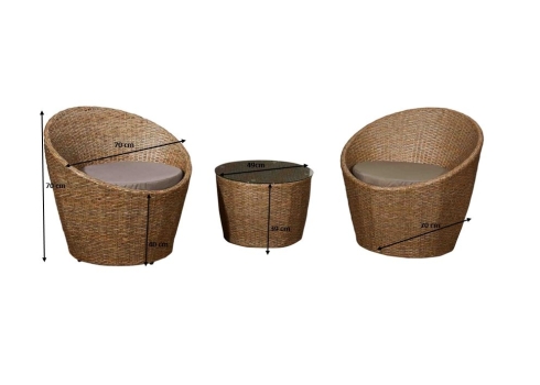 Aiamööbli komplekt Bello Giardino MODICO tumepruun, 2 tooli + laud