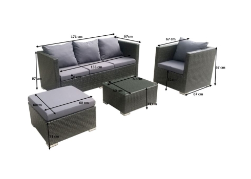 Aiamööbli komplekt Bello Giardino AMARO hall, diivan + laud