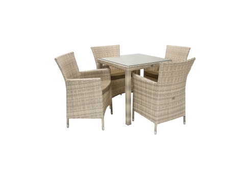Aiamööbli komplekt WICKER laud ja 4 tooli, beež