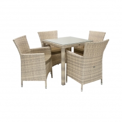 Aiamööbli komplekt WICKER laud ja 4 tooli, beež