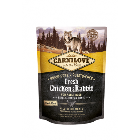 CARNILOVE Fresh Chicken&Rabbit Adult teraviljavaba koeratoit 2x1,5KG CARNILOVE Fresh Chicken&Rabbit Adult teraviljavaba koeratoit 2x1,5KG