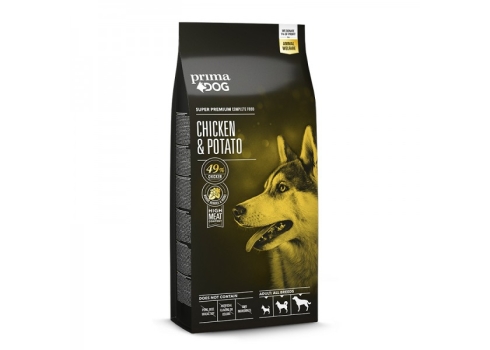 Prima Dog täistoit kana-kartuli kõikidele täiskasvanud koertele 12 kg