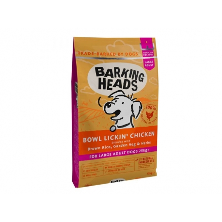 BARKING HEADS KOERA TÄISSÖÖT BOWL LICKIN CHICKEN SUUR TÕUG 12KG BARKING HEADS KOERA TÄISSÖÖT BOWL LICKIN CHICKEN SUUR TÕUG 12KG