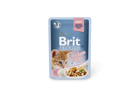 Brit Premium Chicken Fillets in Gravy märgtoit kassipoegadele 24x85g