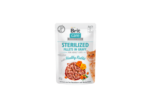 Brit Care Fillets in Gravy Healty Rabbit märgtoit steriliseeritud kassidele 24x85g