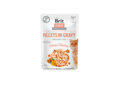 Brit Care Fillets in Gravy Choice Chicken märgtoit kassidele 24x85g