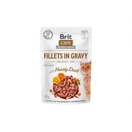 Brit Care Fillets in Gravy Hearty Duck märgtoit kassidele 24x85g Brit Care Fillets in Gravy Hearty Duck märgtoit kassidele 24x85g
