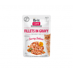 Brit Care Fillets in Gravy Savory Salmon märgtoit kassidele 24x85g