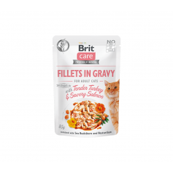 Brit Care Fillets in Gravy Tender Turkey & Savory Salmon märgtoit kassidele 24x85g