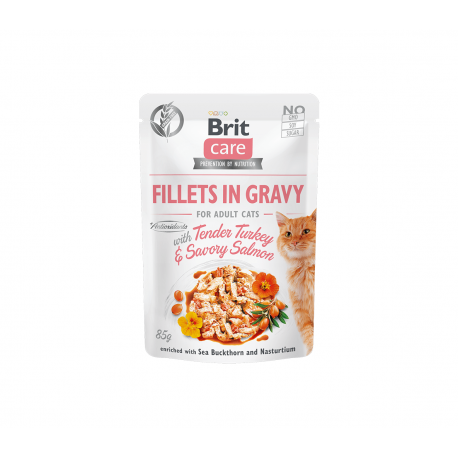 Brit Care Fillets in Gravy Tender Turkey & Savory Salmon märgtoit kassidele 24x85g Brit Care Fillets in Gravy Tender Turkey & Savory Salmon märgtoit kassidele 24x85g
