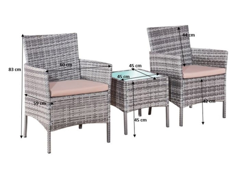Aiamööbli komplekt Bello Giardino SANO hall, diivan + 2 tooli + laud